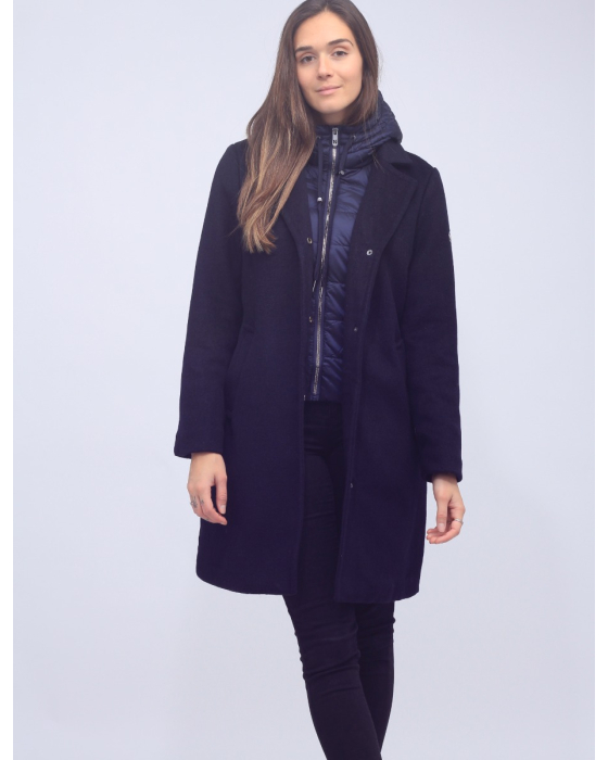 Manteau Mélange De Laine Avec Capuchon Et Bavoir Bouffant Amovible Par Normann