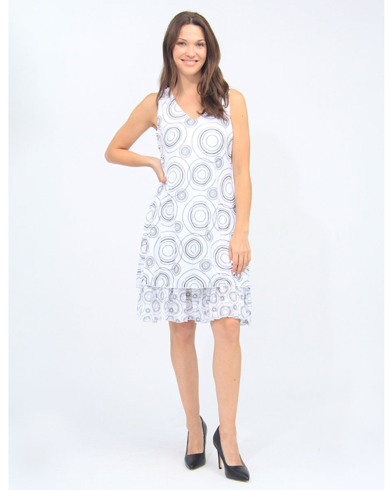 Robe À Col V Sans Manches Avec Motif De Cercles Et À Deux Étages Par Tango Mango