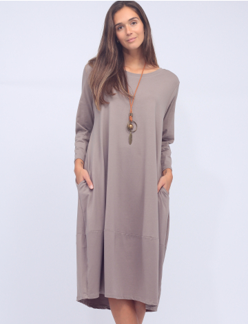 Robe Maxi T-Shirt à Manches Longues en Coton Extensible Classique par Froccella