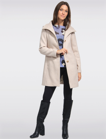 Manteau Hanna Chic En Laine À Col Haut & Simple Boutonnage par Saki