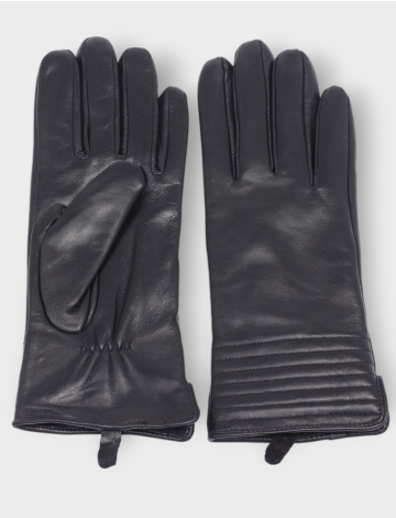 Gants Classique en Cuir Véritable à Coutures aux Poignets par Saki