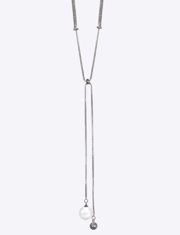 Collier en Argent Ajustable Polyvalent avec Pendentif Goutte de Perle