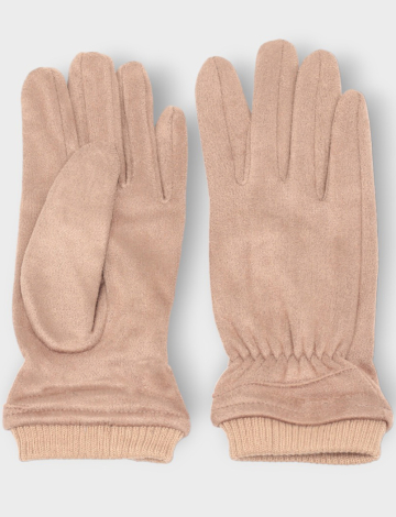 Gants en Suéde Extensible avec Poignets en Tricot élastique par Saki