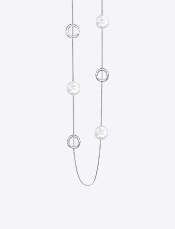 Collier Élégant Argenté Motif de Disques à Cercles Multiples En Chute