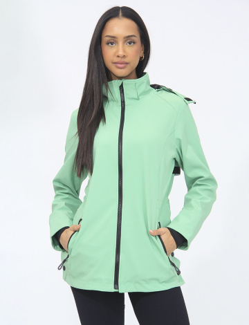 Veste Active Zippée Végane en Coquille Souple À Capuche Par Saki Sport (465-35521 2310550 GRAND VERT)