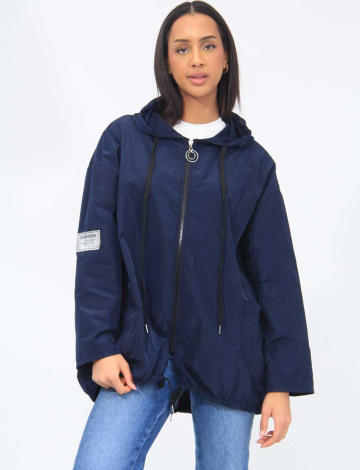 Manteau Court Coupe-Vent Ultraléger avec Capuche par Froccella (468-37216 2374910 TAILLE UNIQUE MARINE)