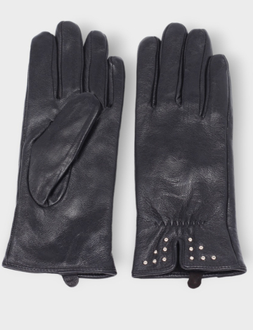 Gants en cuir originaux et élégants avec strass décoratifs par Nicci.