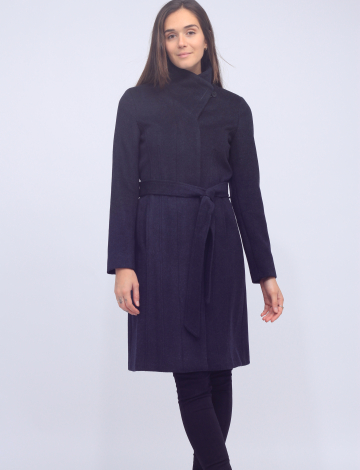 Manteau Ceinturé À Col Croisé en Laine Mélangée Chic Par Cole Haan