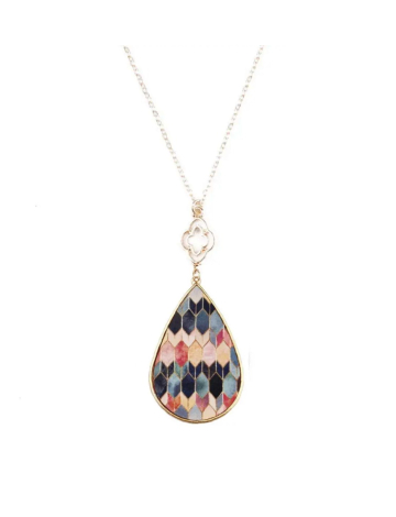 Bijoux Luxeuse: Collier à Goutte Hexa Diamant Multicolores En Chaîne Doré (872-285247 2570720 Taille Unique OR)